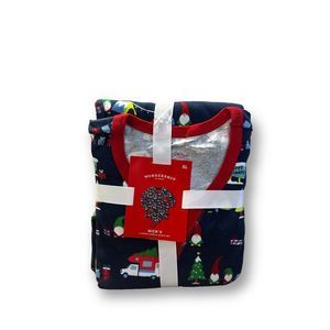 Wondershop Mens Pajama Set Blue 2 Piece Novelty Ringer Christmas Crew Neck XL